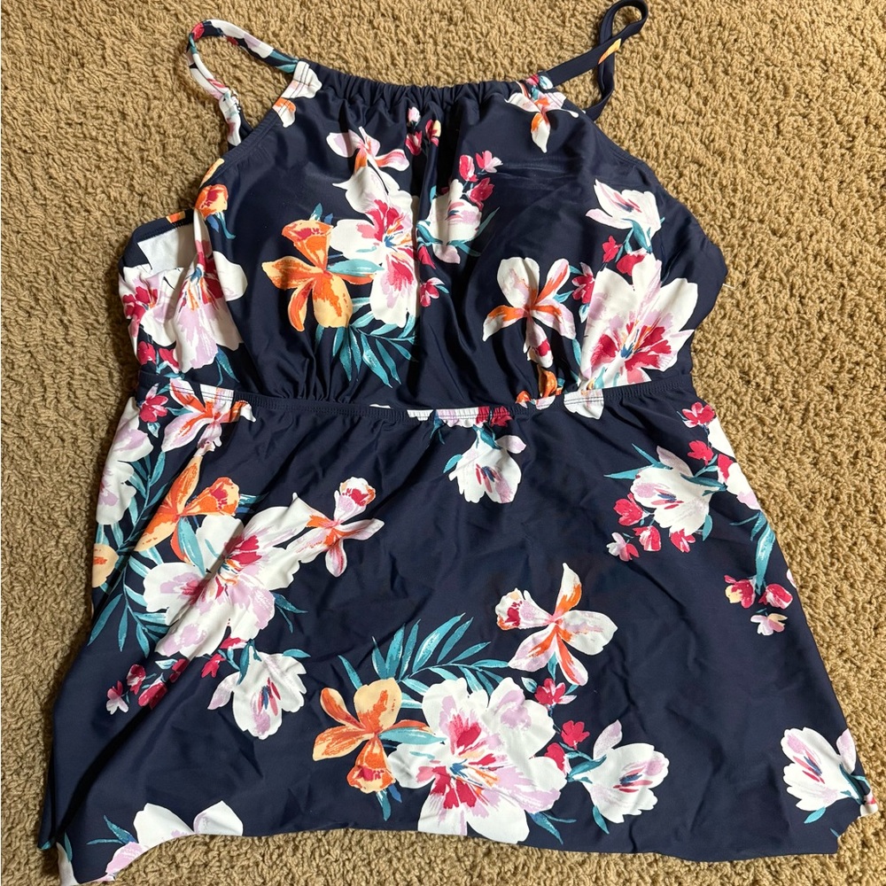 Floral Navy Women's Swim Suit Top
